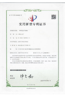 Patent Certificate for an External Gasoline Pump - Utility Model